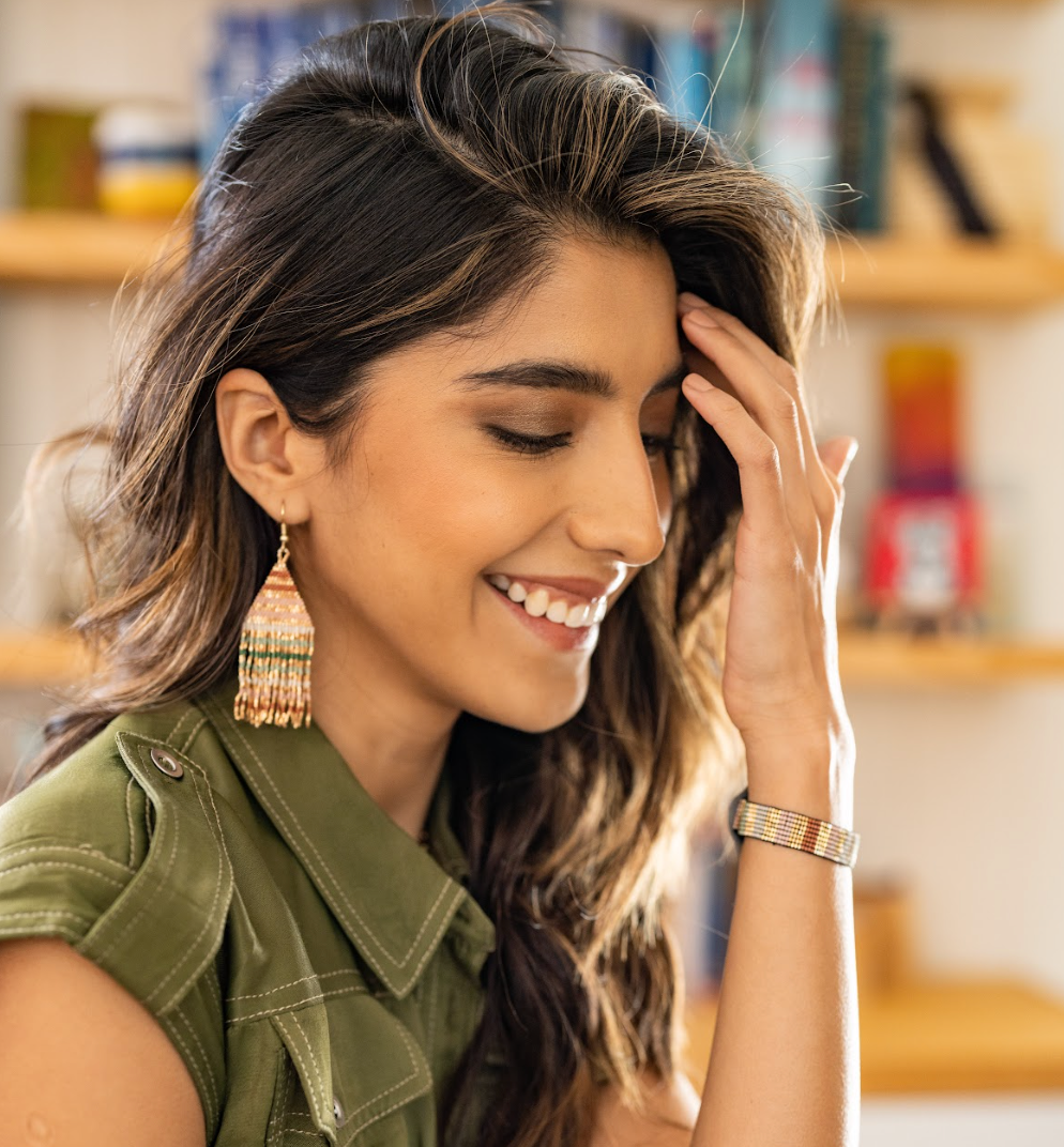 Desert Stripe Beaded Earrings
