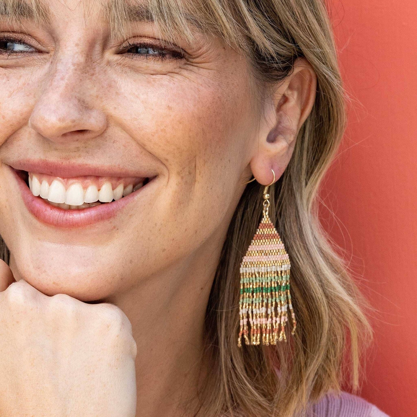 Desert Stripe Beaded Earrings