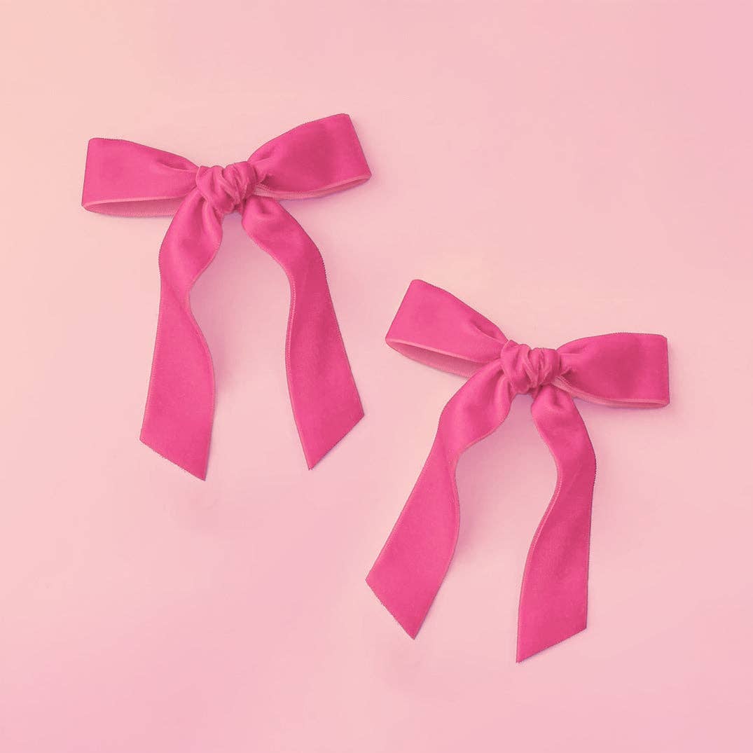 Velvet Hair Bows | Pink