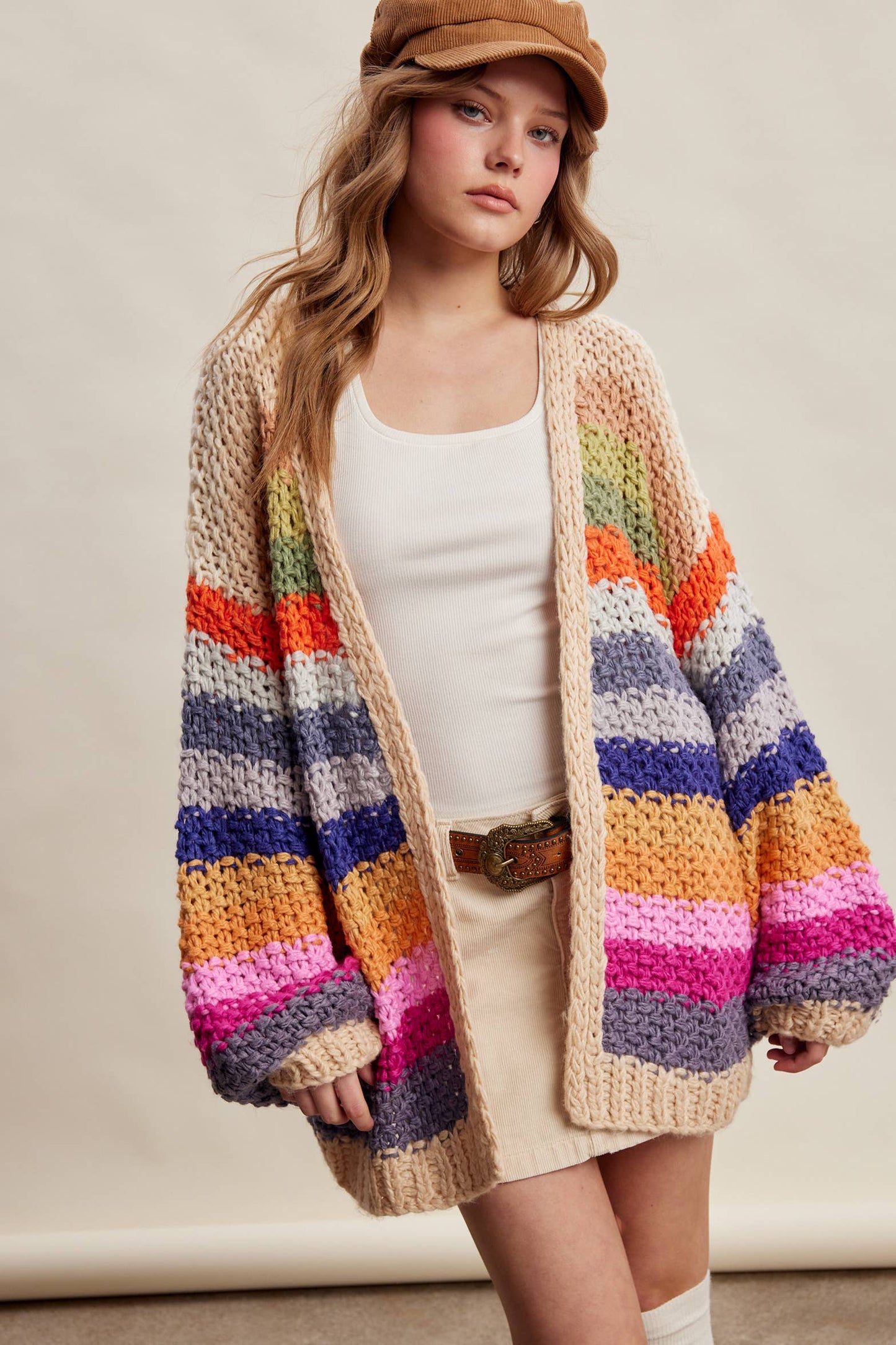 Rainbow Hand Crochet Cardi