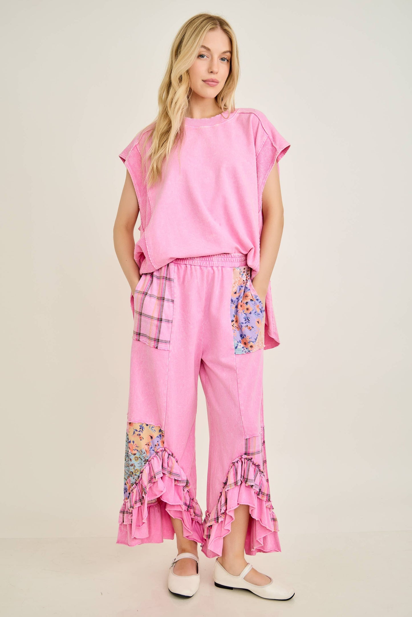 Ruffled Patchy Pants