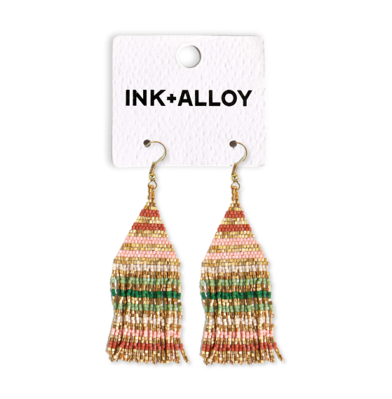 Desert Stripe Beaded Earrings