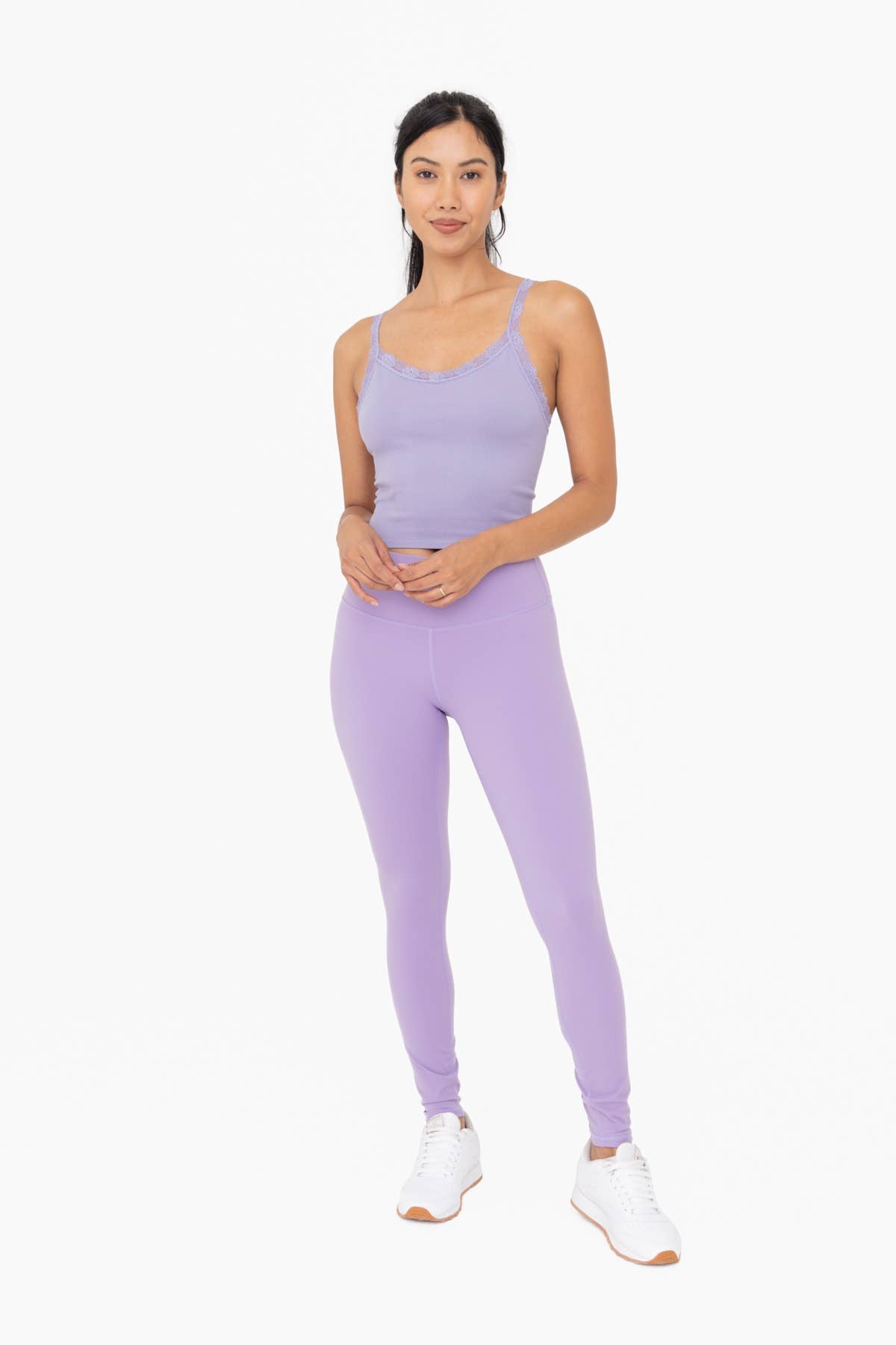 Ribbed Lace Trim Tank Top