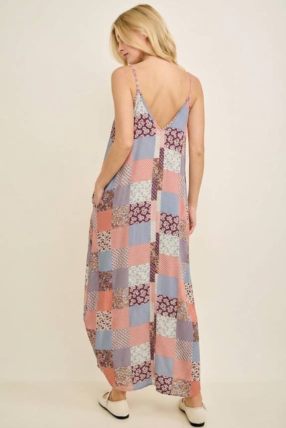 Flowy Patchwork Maxi Dress