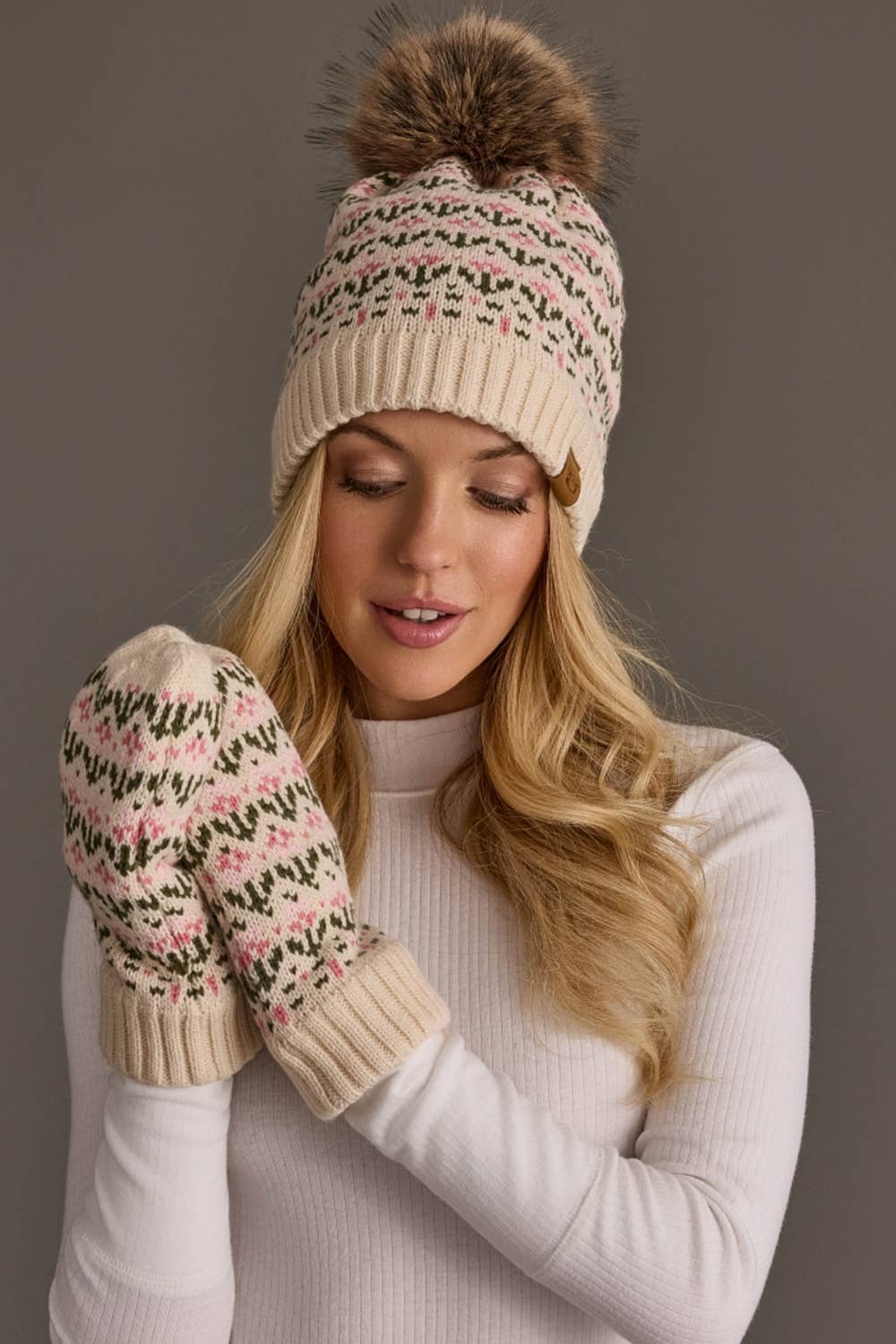 Cream/Pink Flower Hat