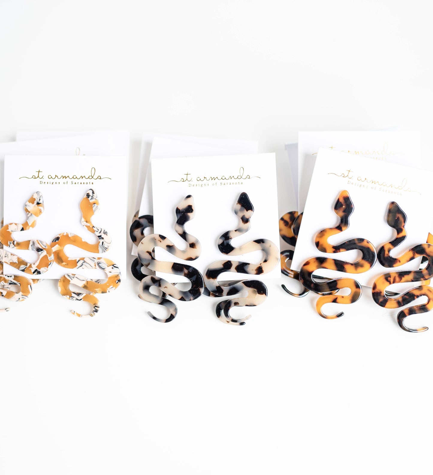 Blonde Tortoise Snake Earrings