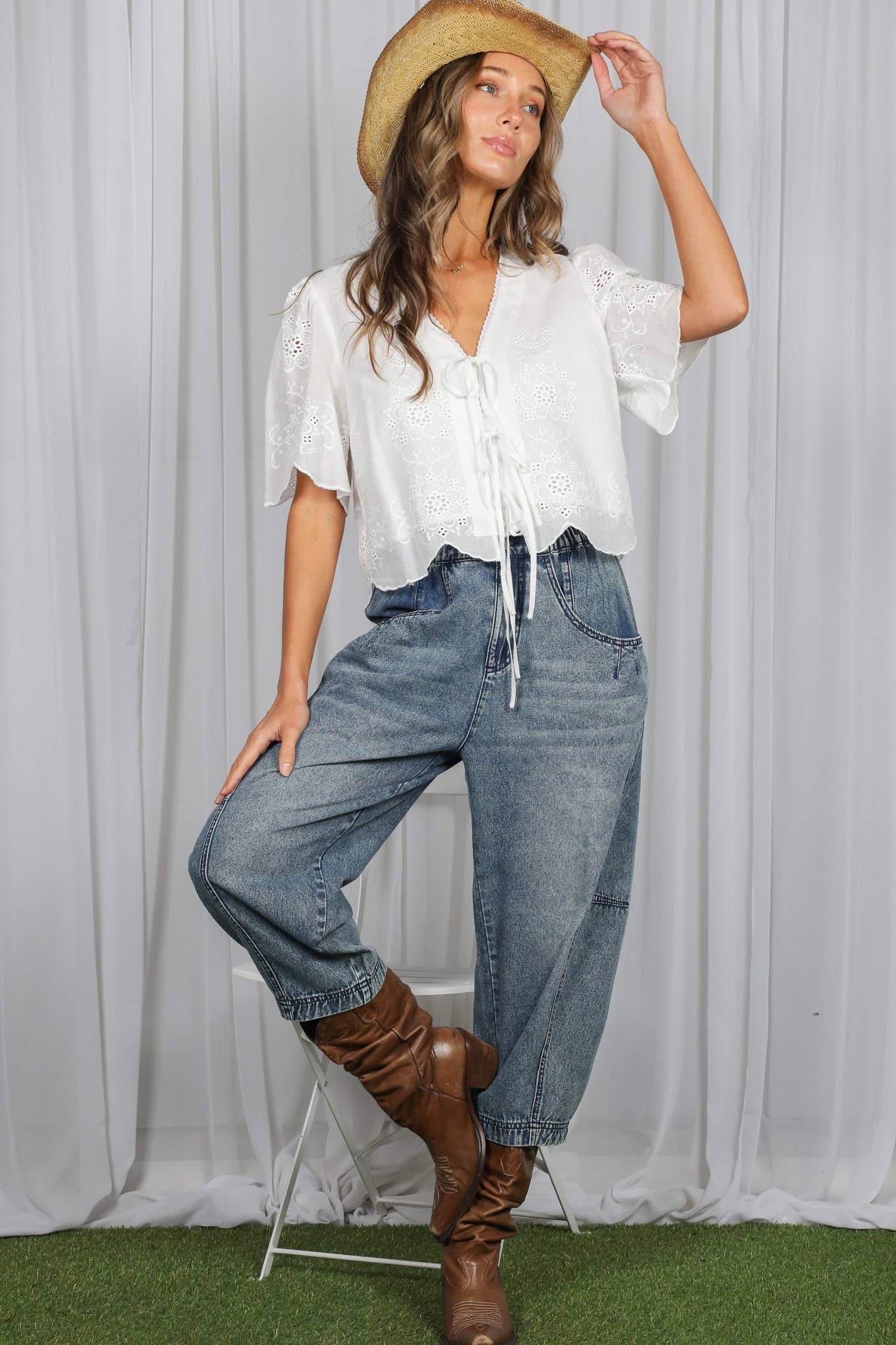 Eyelet Detail Top