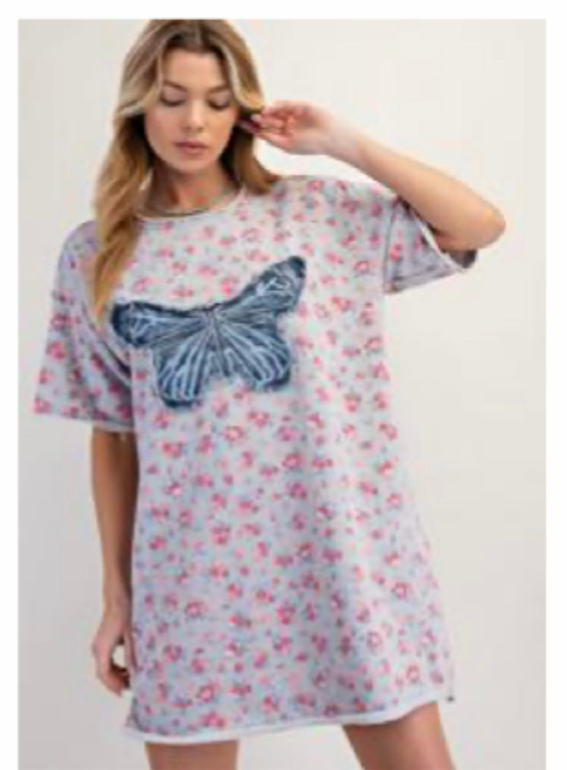 Bow Print Terry Dress