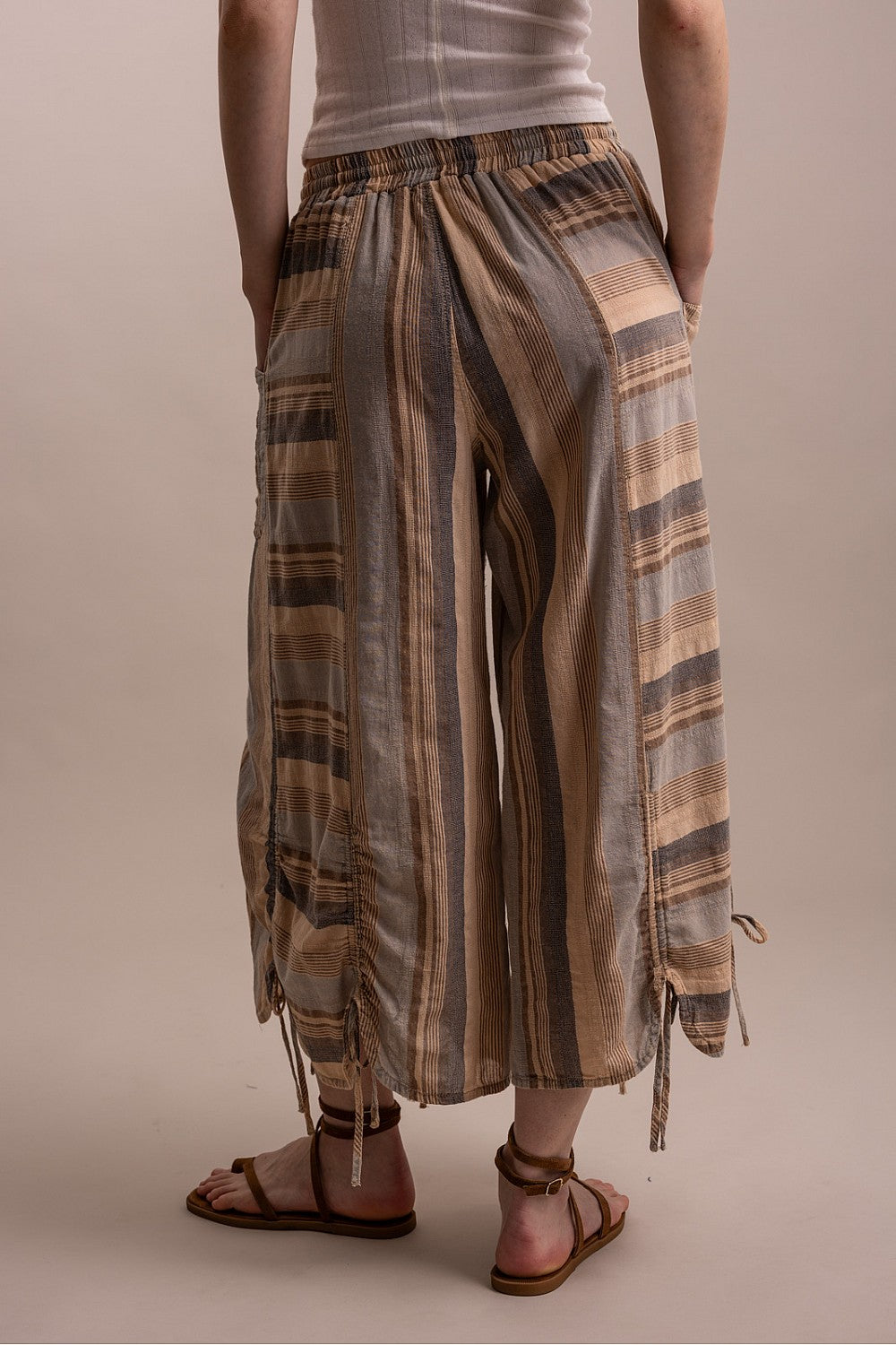 Ruched Striped Pants