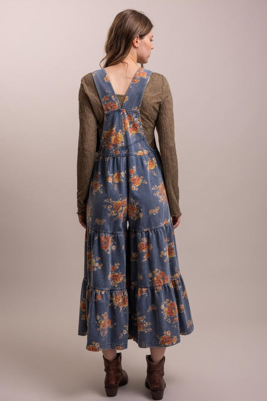 Tiered Wide Leg Overalls