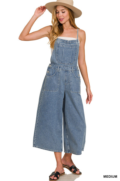 Washed Wide Leg Overalls