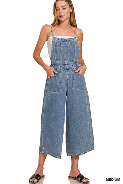 Washed Wide Leg Overalls
