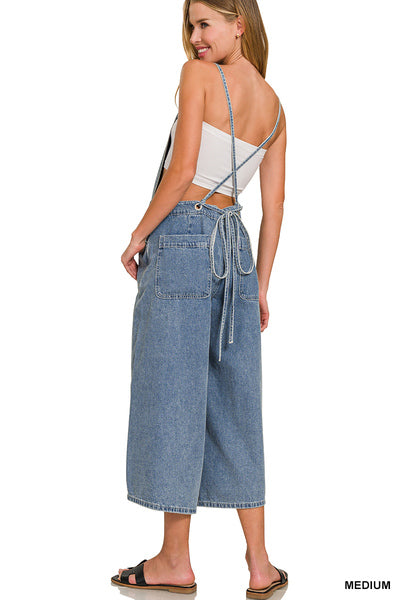 Washed Wide Leg Overalls