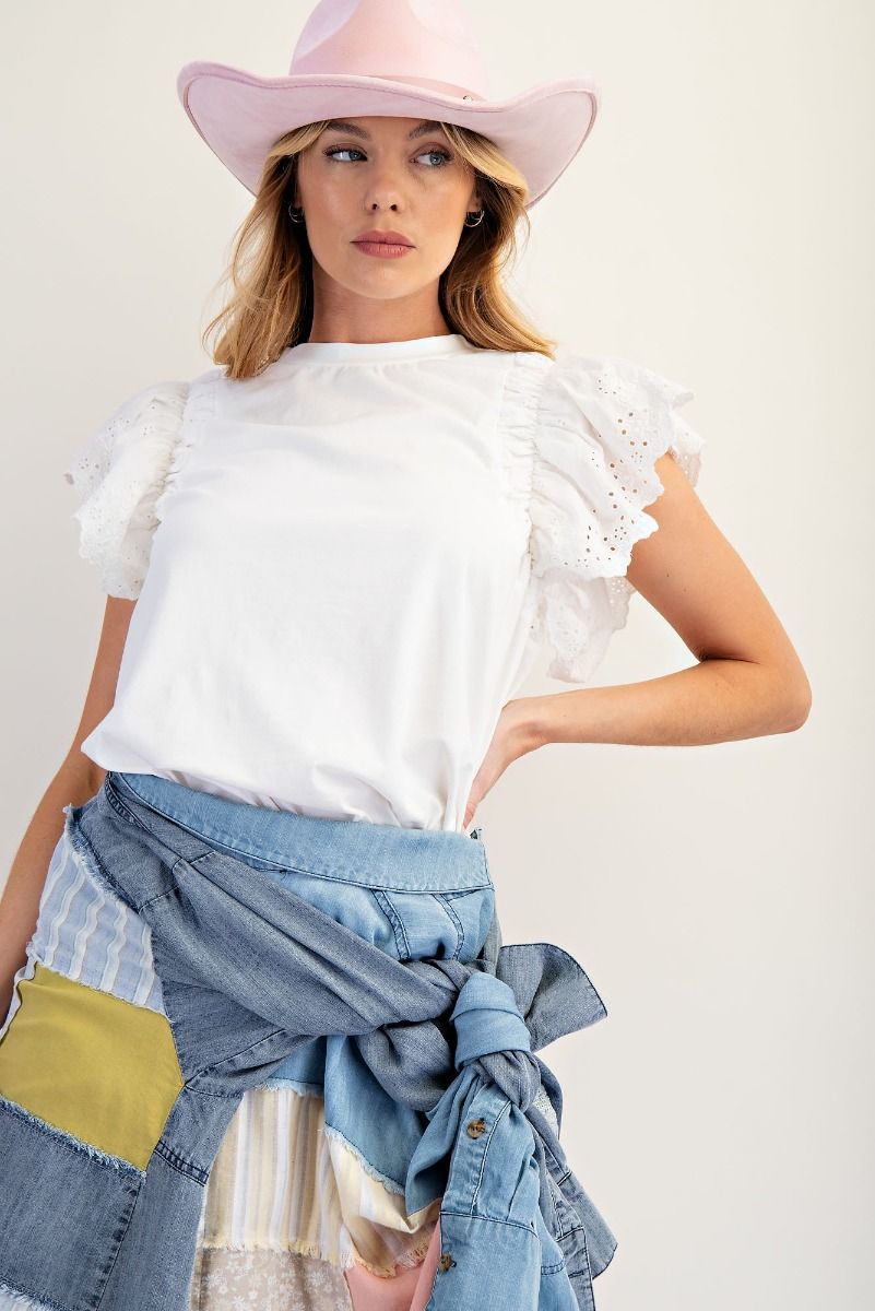 Eyelet Lace Wing Top