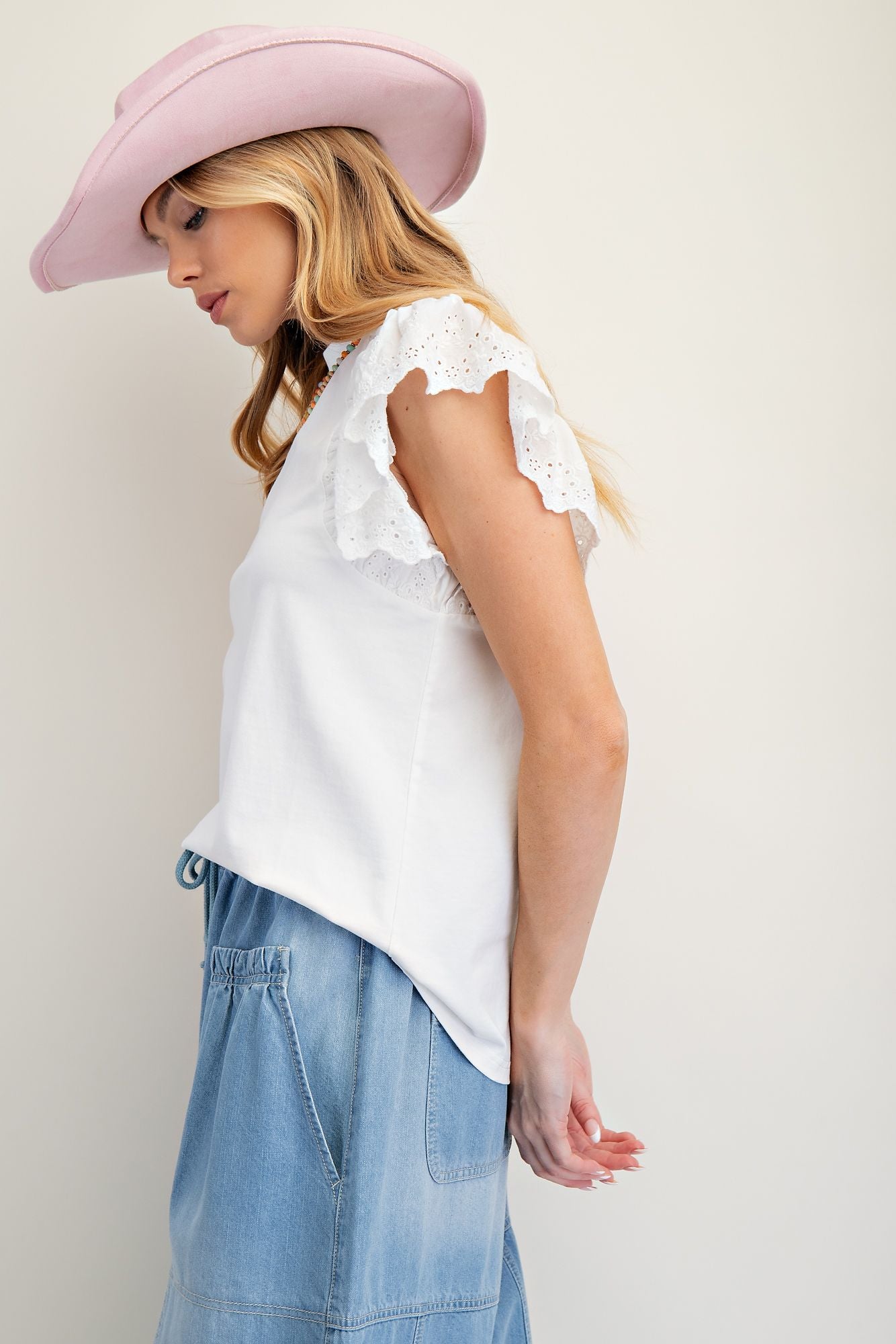 Eyelet Lace Wing Top