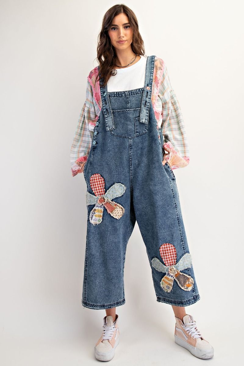 Fiona Flower Patched Overalls