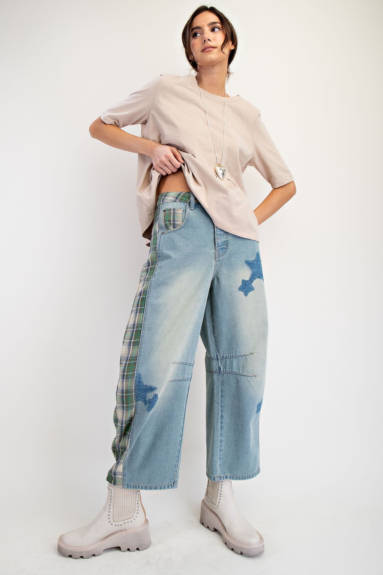 Plaid Mix Star Denim