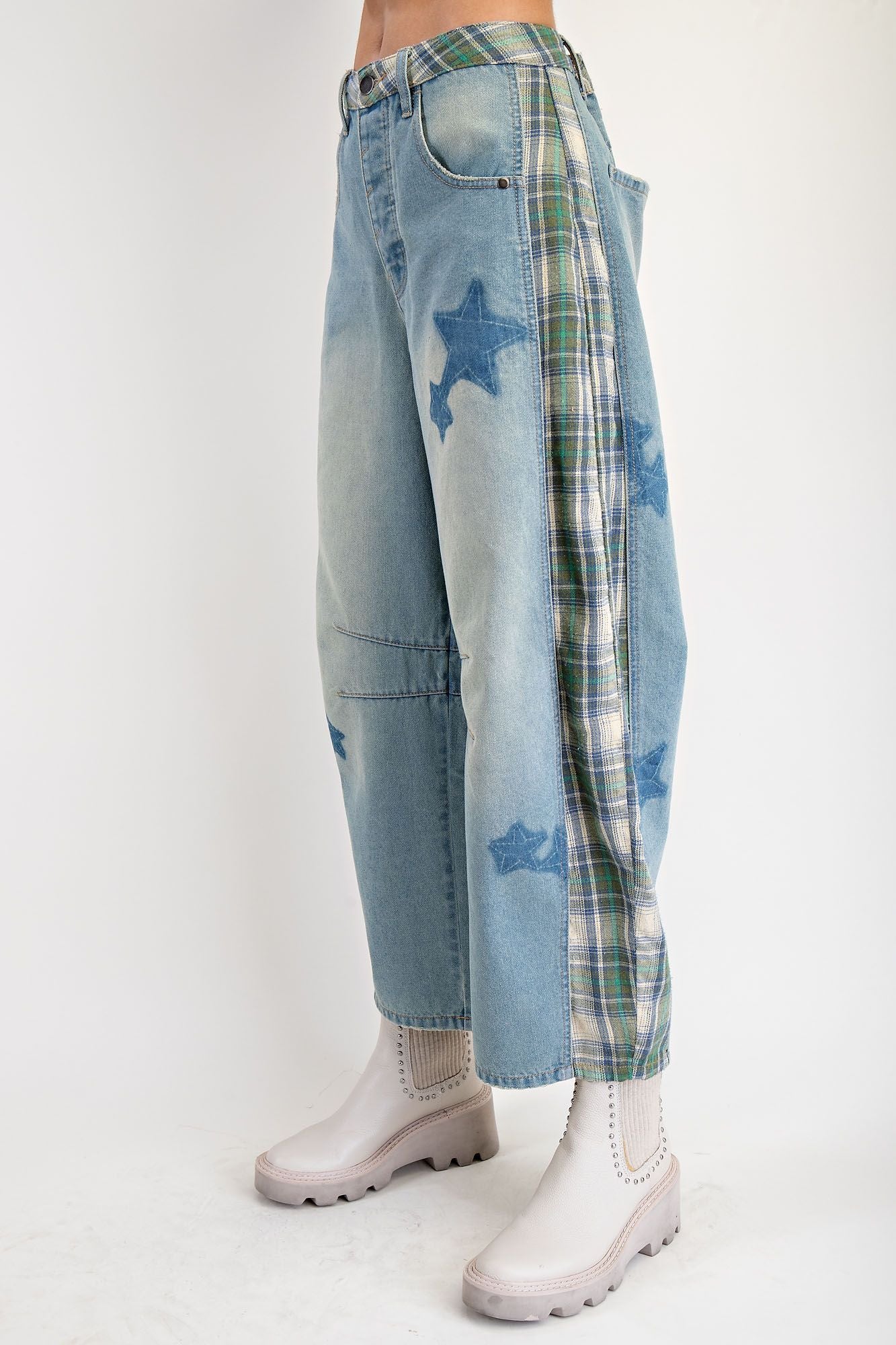 Plaid Mix Star Denim