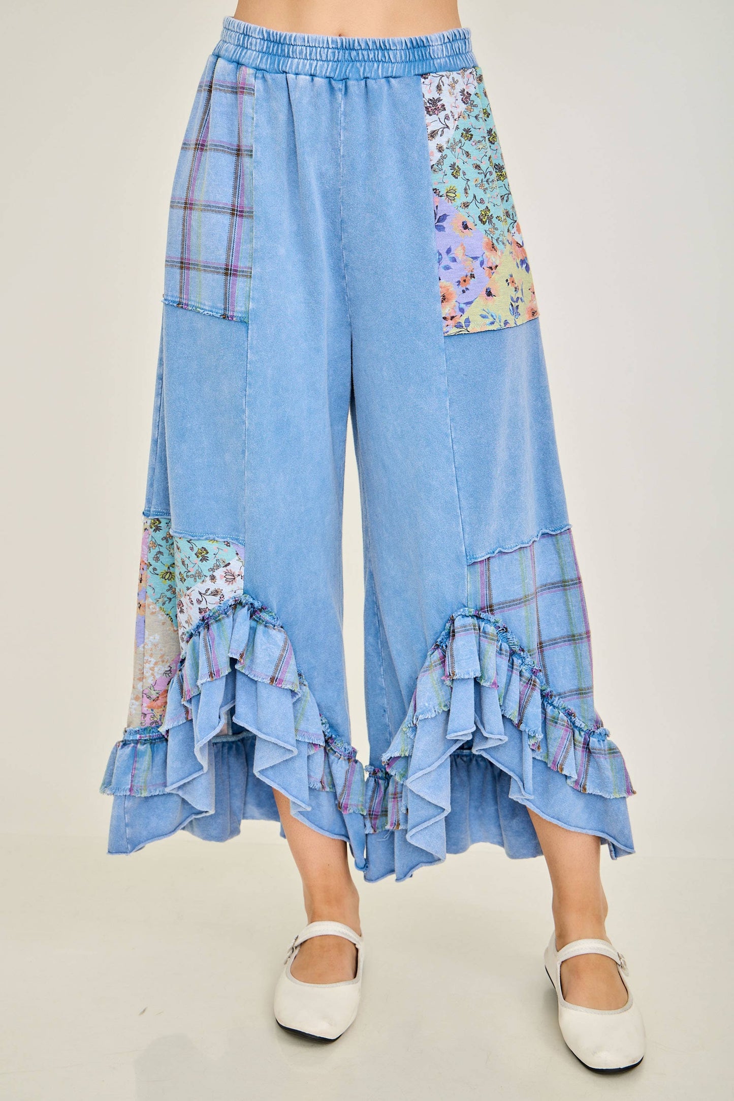 Ruffled Patchy Pants