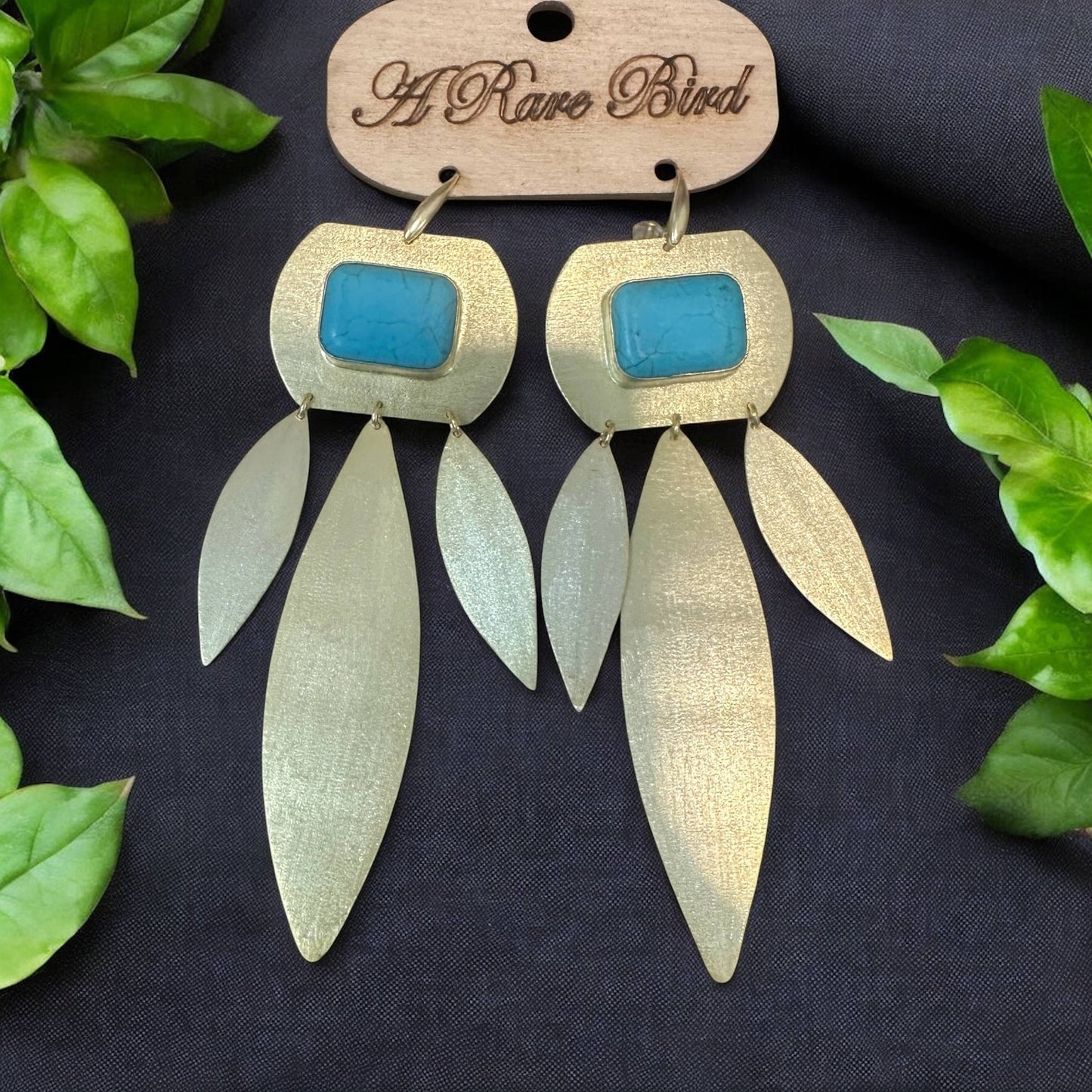 Turquoise Gold Wash Earrings