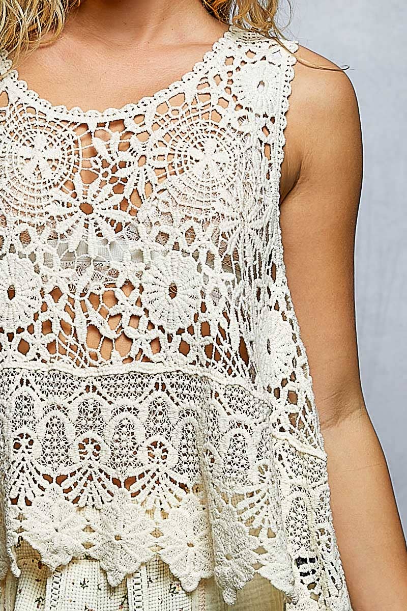 Pol: Round Neck Crochet Top