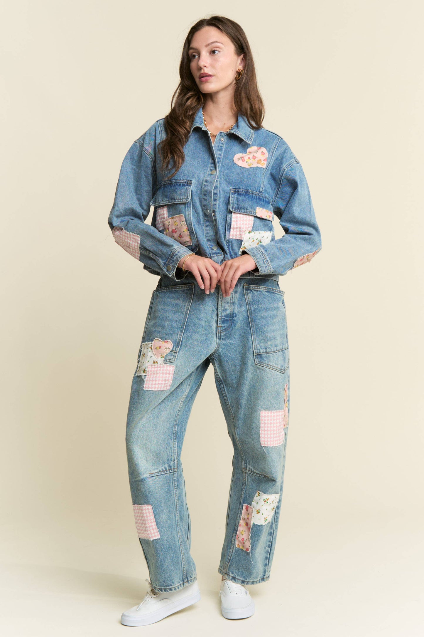 PATCHWORK BARREL JEANS