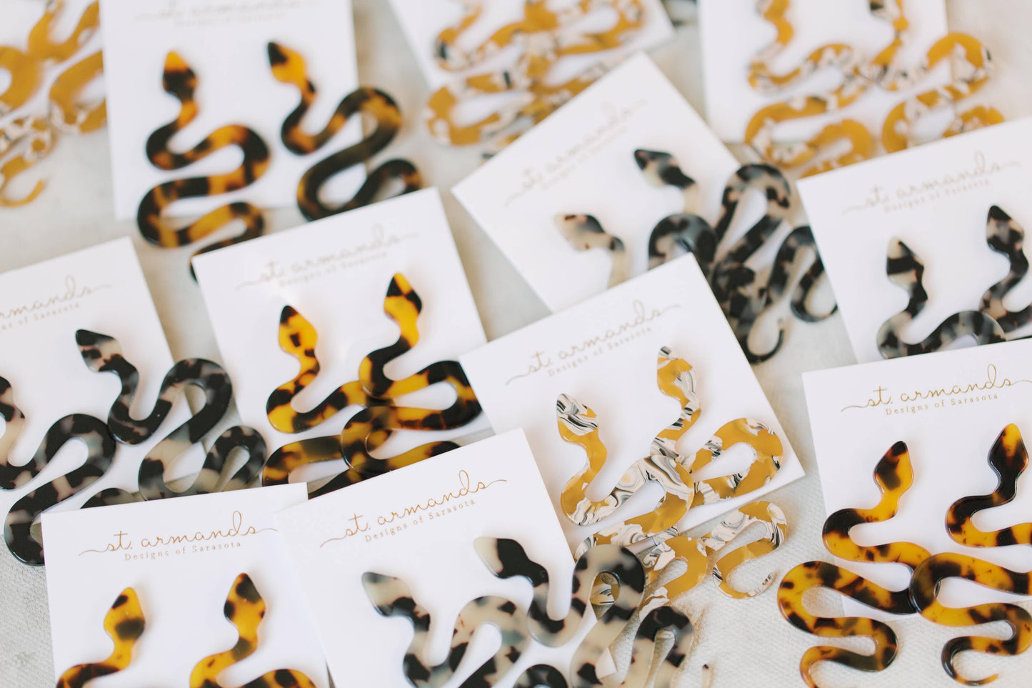 Blonde Tortoise Snake Earrings