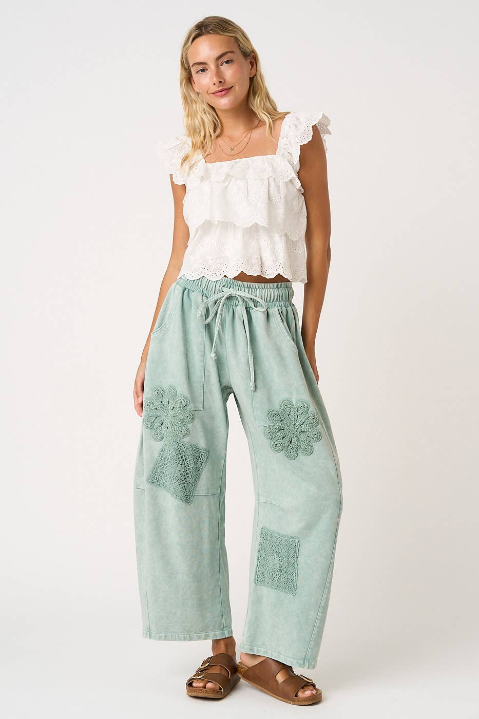 CROCHET PATCH BARREL SWEATS
