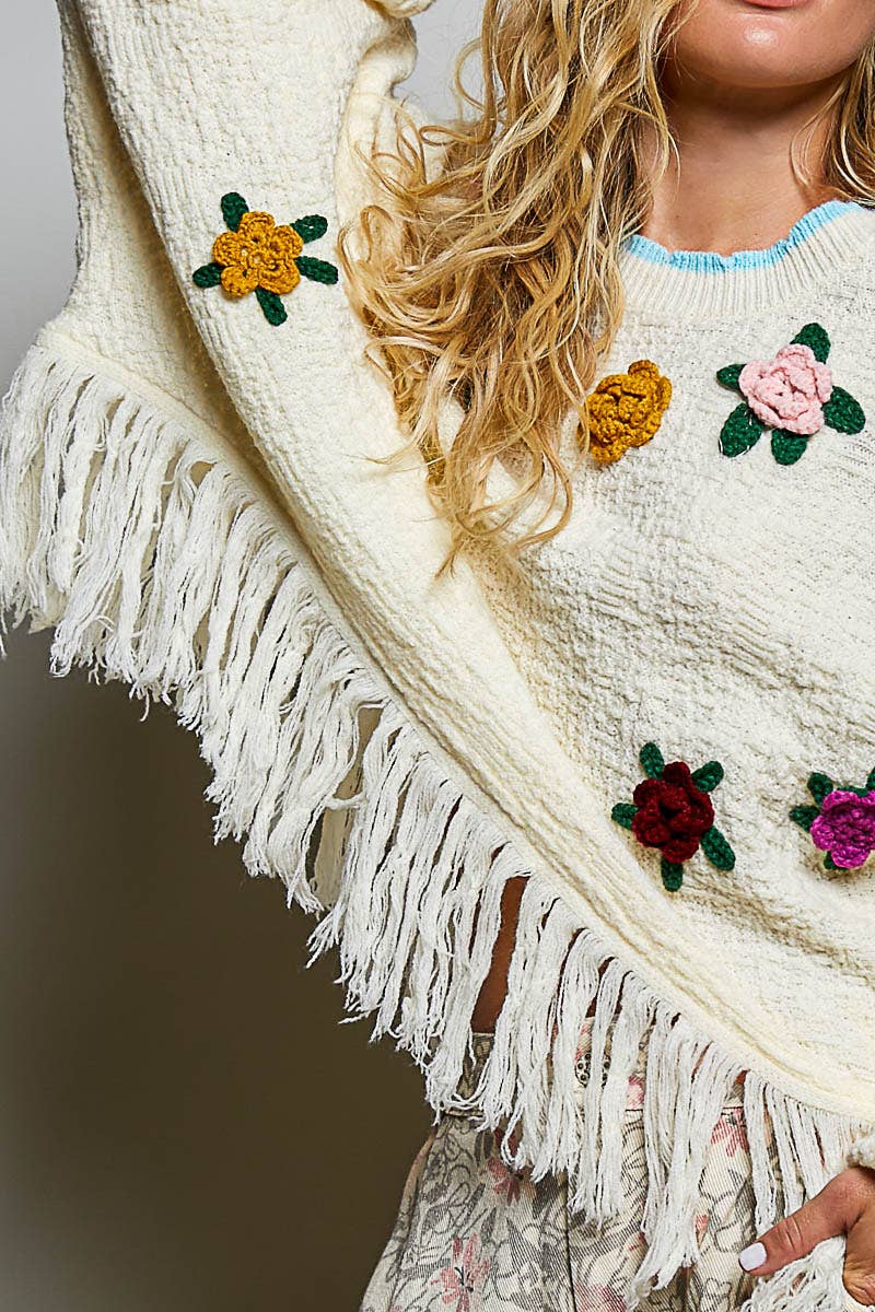 POL: Fringe Poncho Sweater