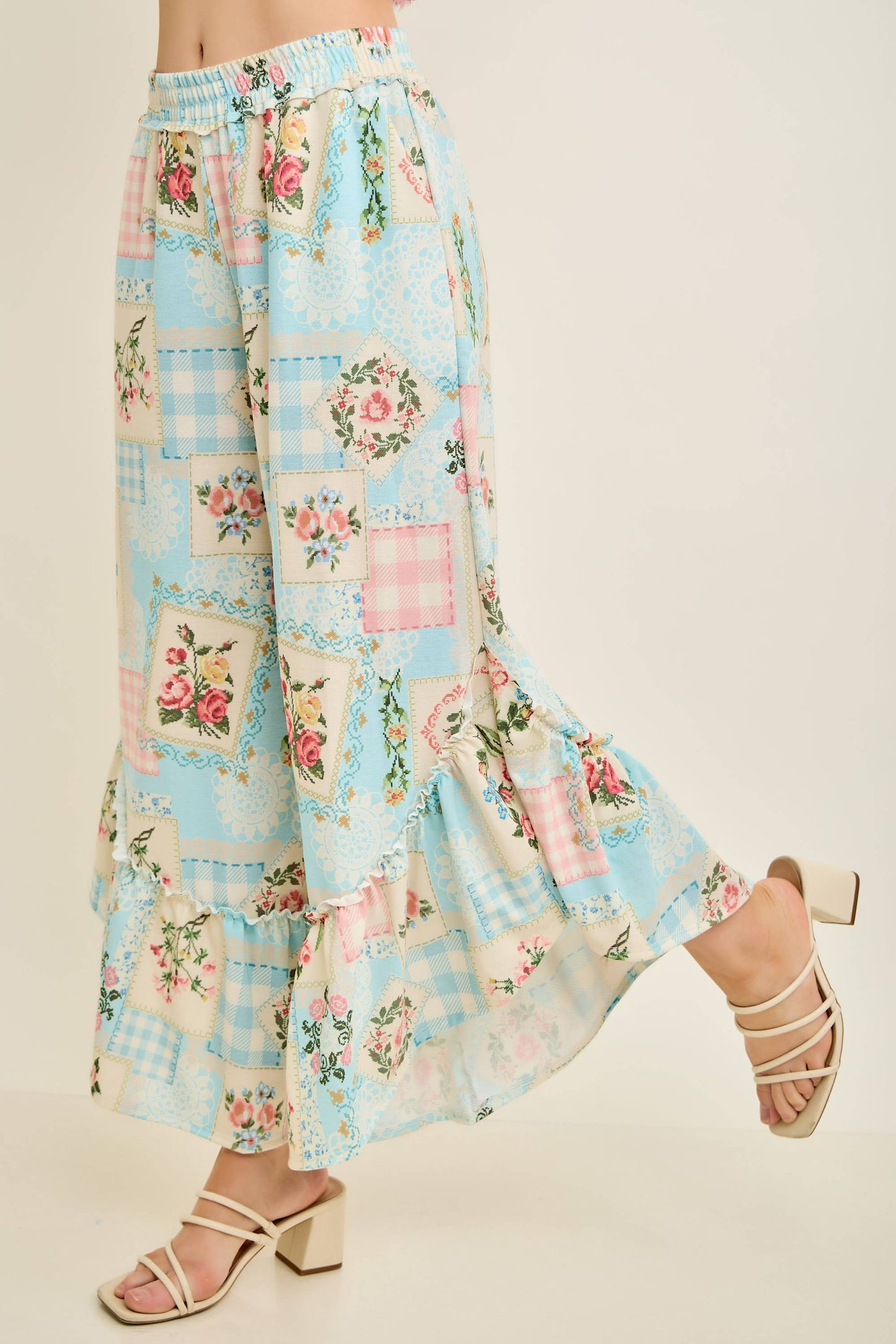 Rosy Ruffle Cropped Pants