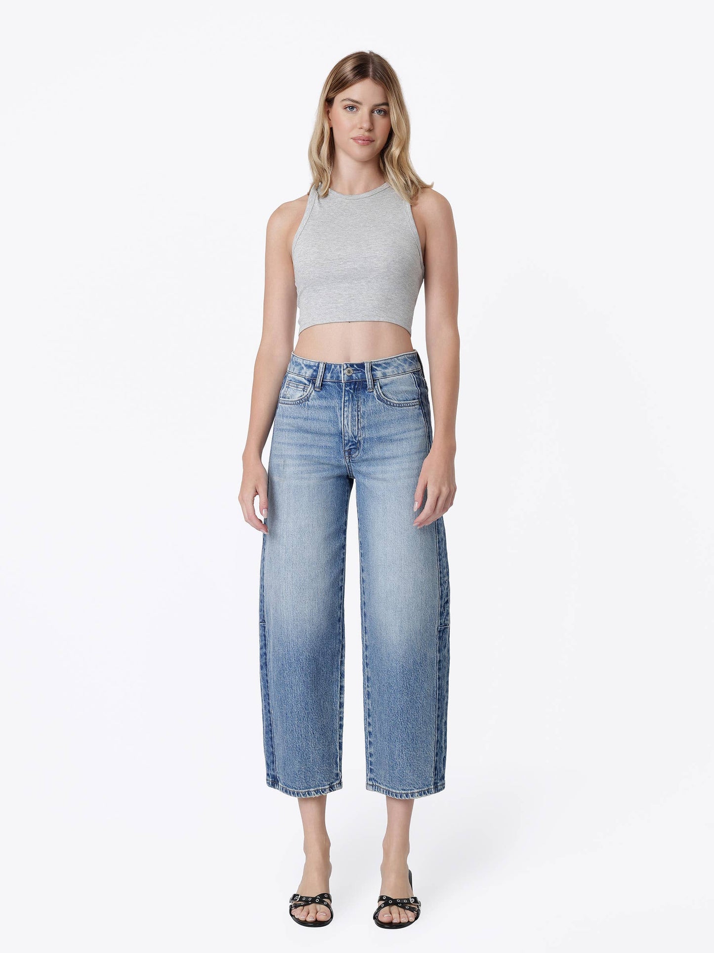 Side Stripe Barrel Jeans