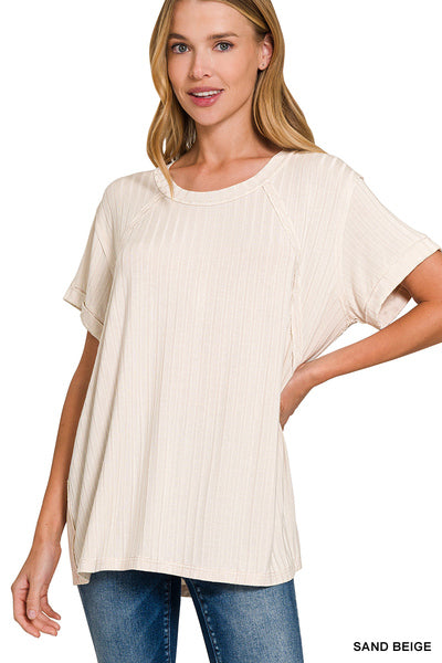 Ribbed Boat Neck Tee