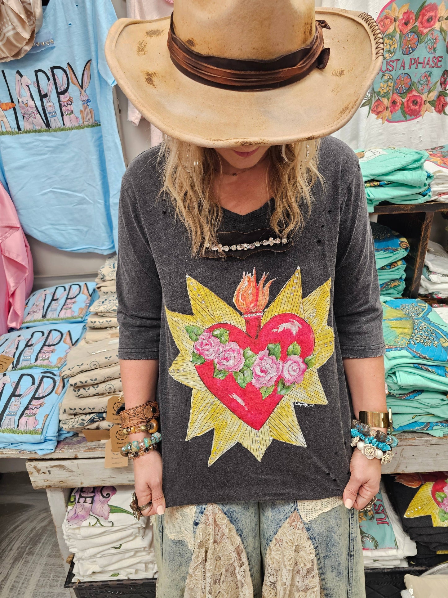 Blazing Heart Tattered Tee