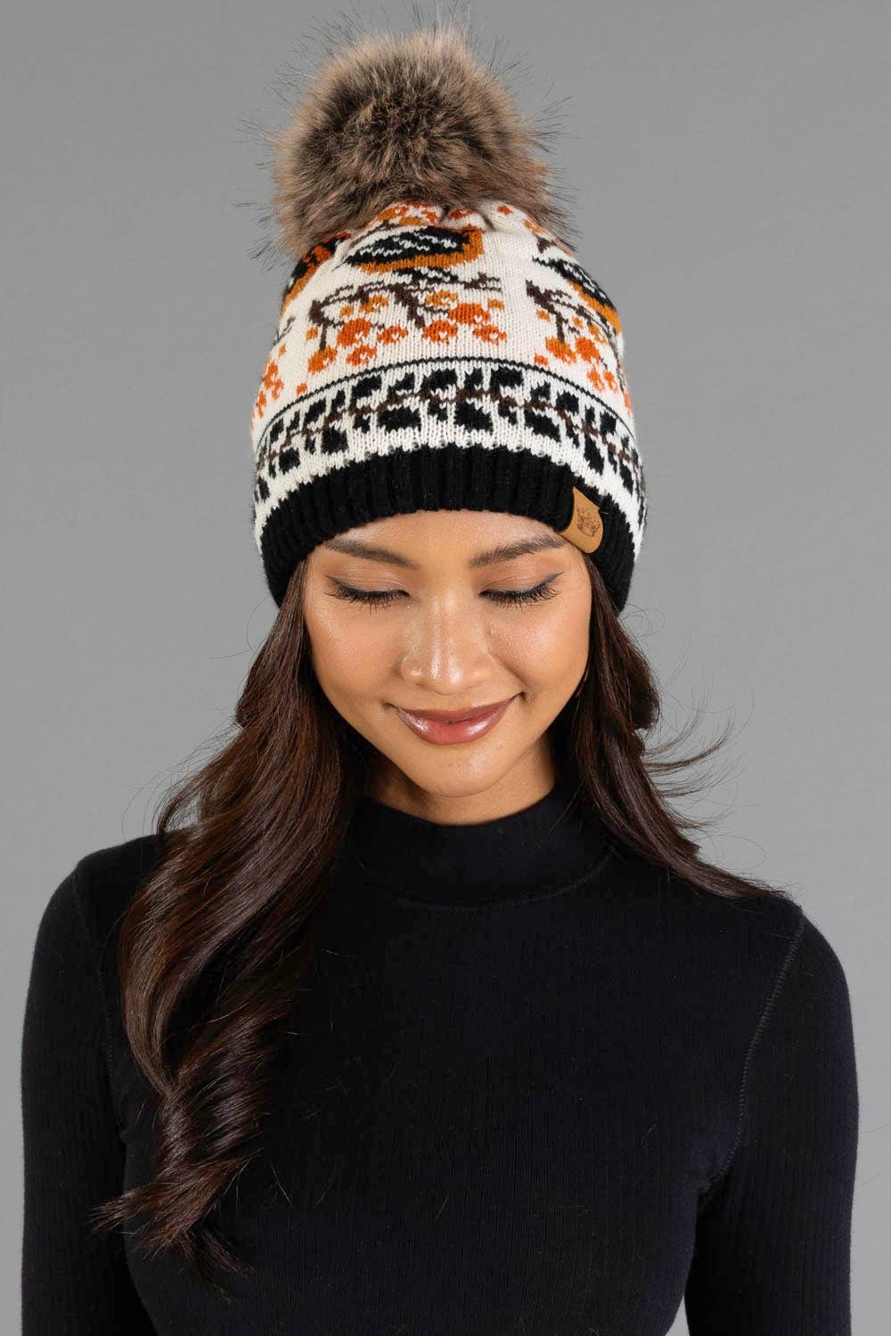 Black & Cream Bird Hat