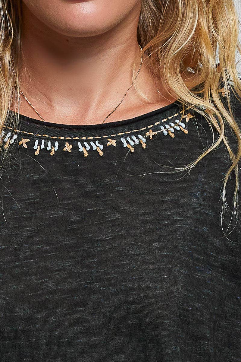 Pol: Hand-Stitched Knit Top