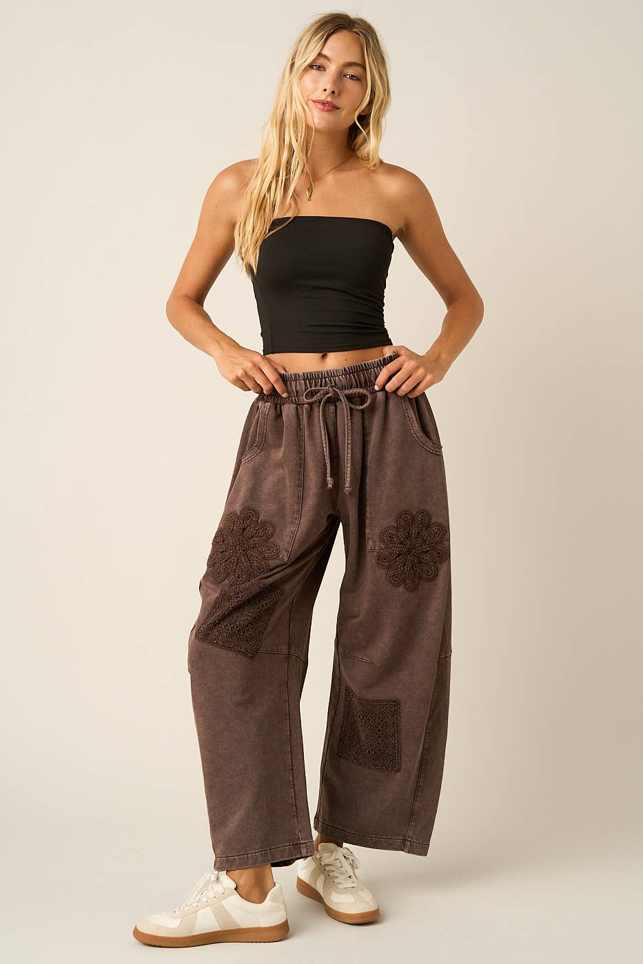 CROCHET PATCH BARREL SWEATS