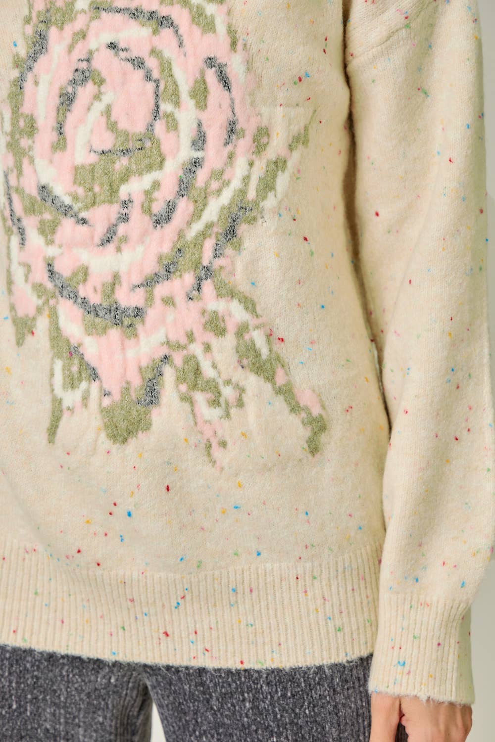 Turtleneck Floral Sweater