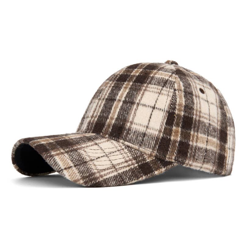 Woolen Blend Plaid Hat
