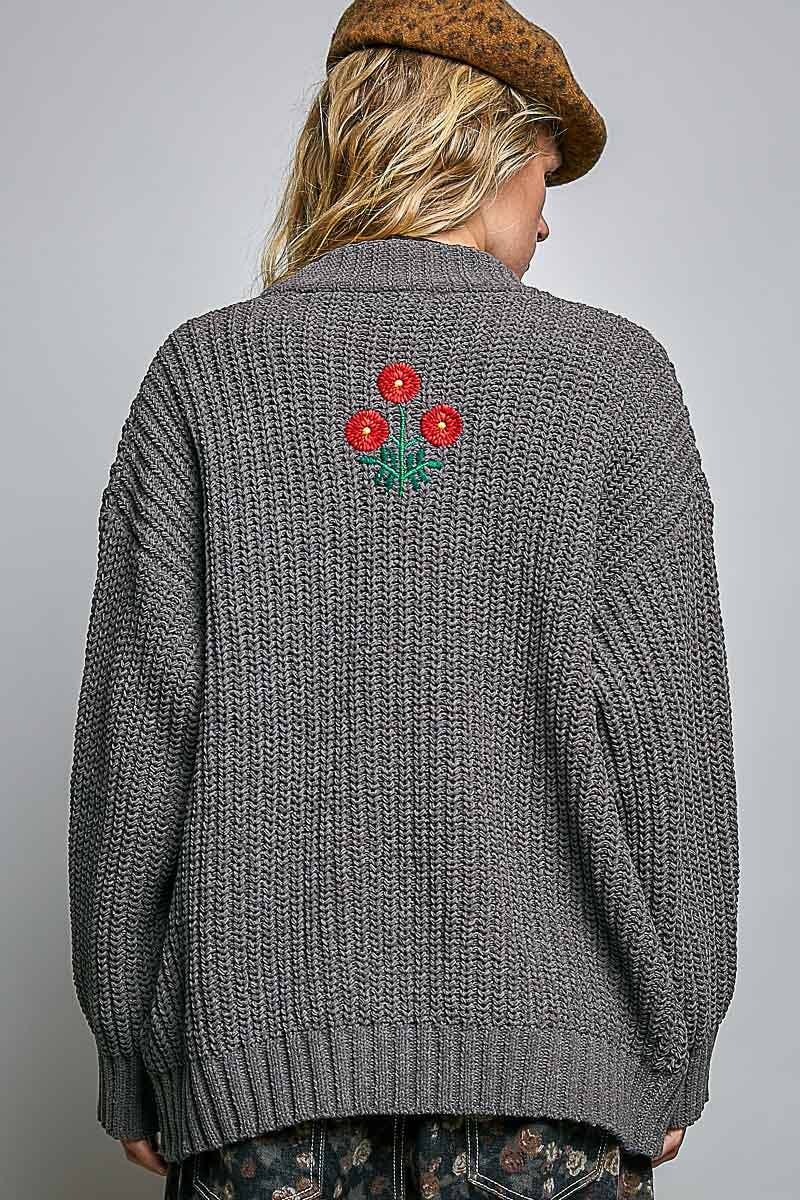 Flower Embroidered Cardi
