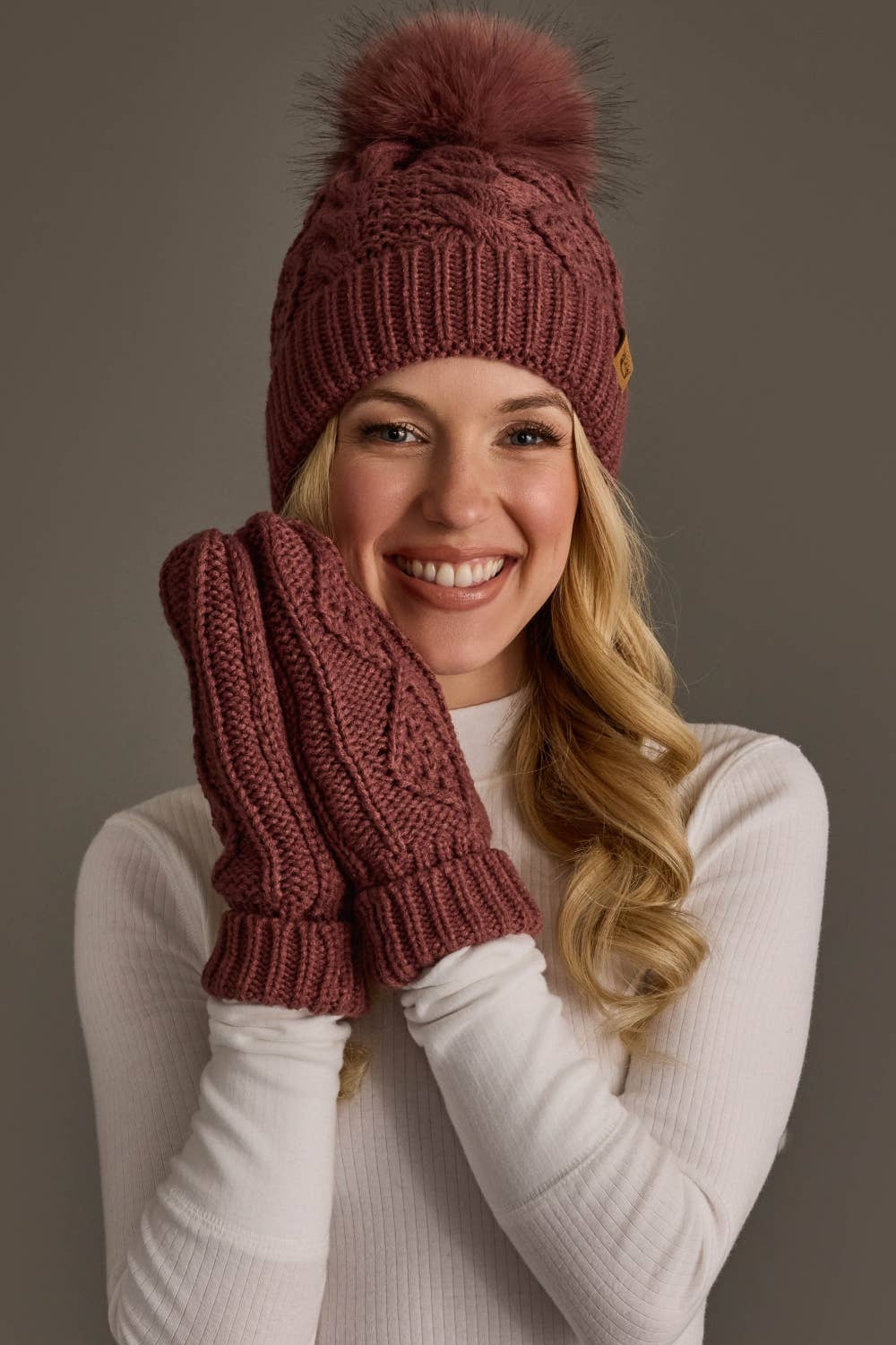 Berry Cable Knit Hat