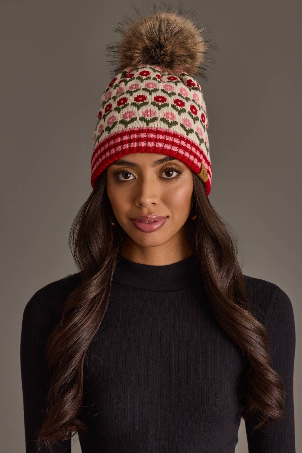 Cream, Red & Pink Hat