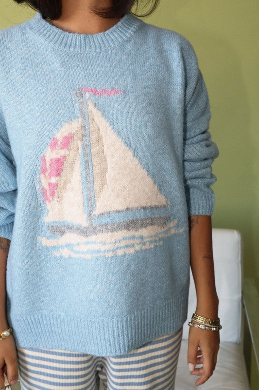 Fuzzy Sailboat Sweater