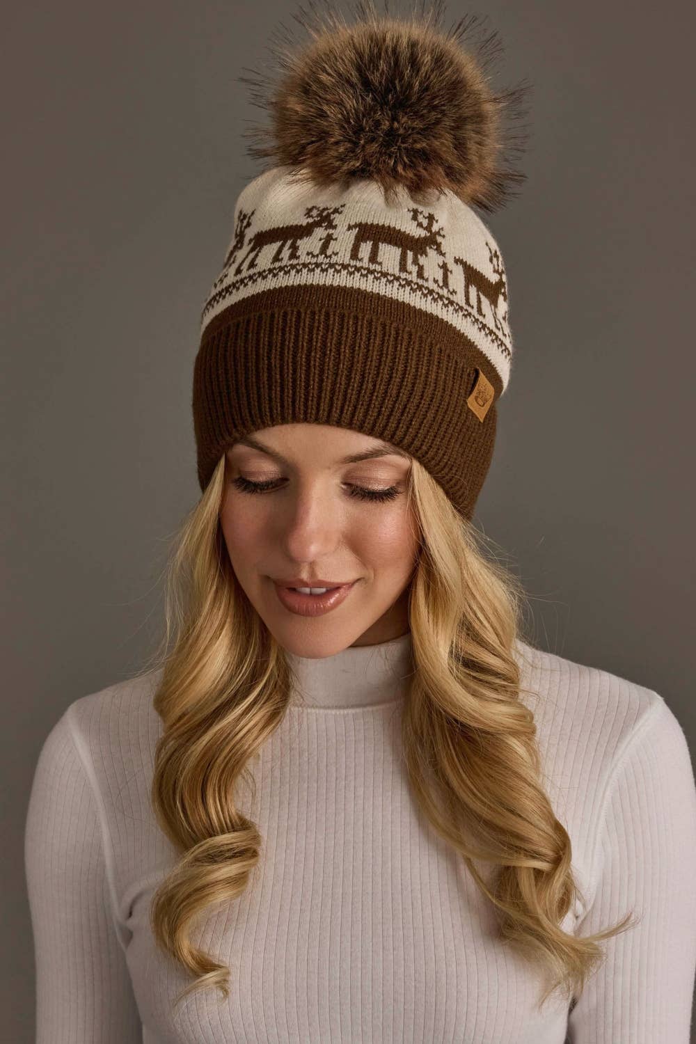 Brown & Beige Deer Hat