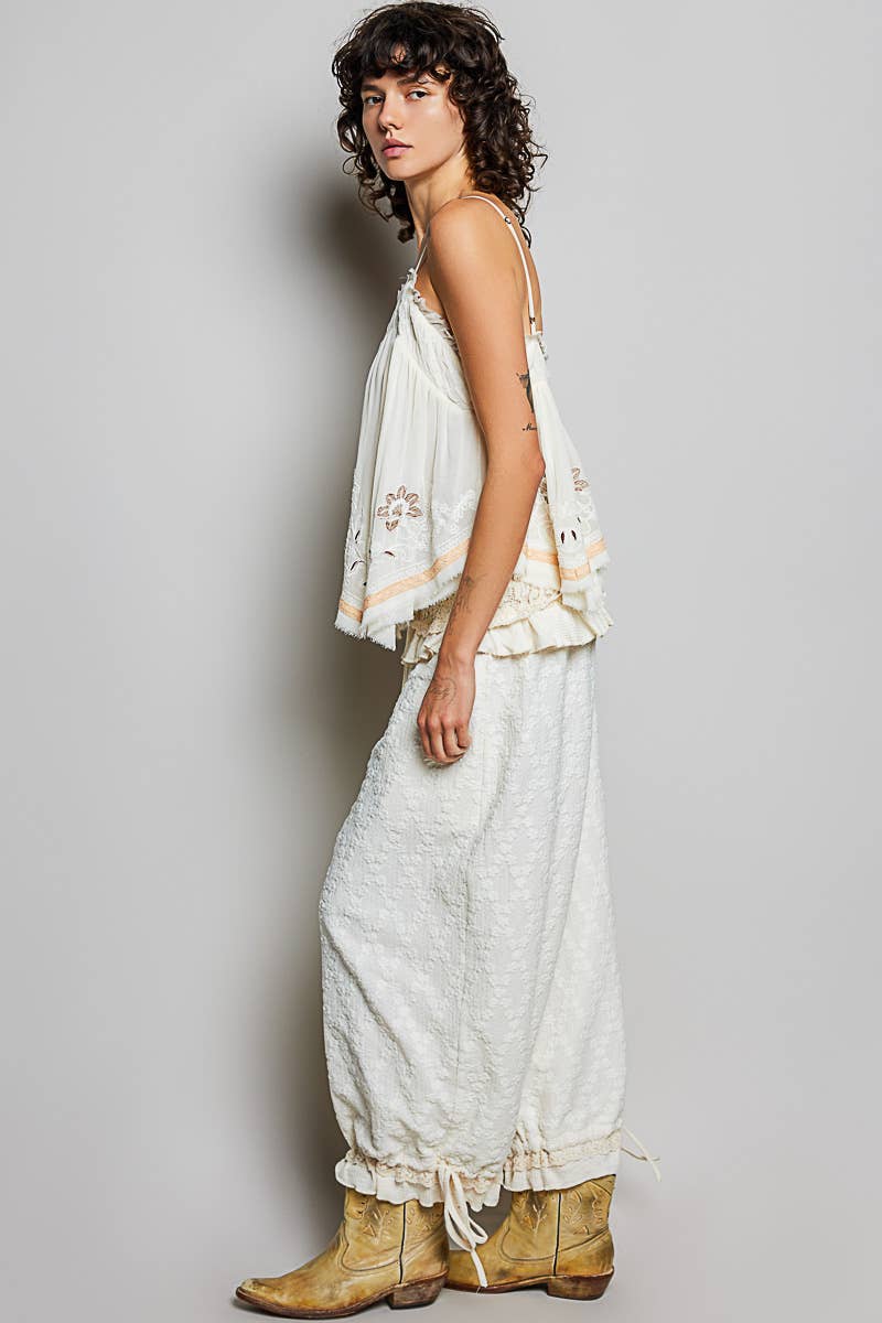 Pol: Lace Ruffle Joggers