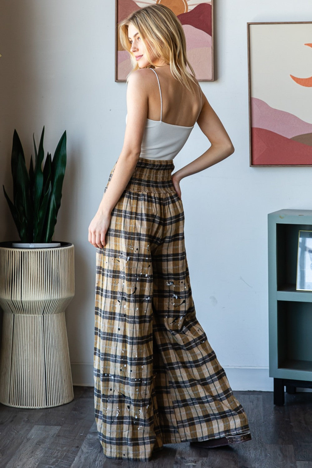 Pamela Plaid Wide Leg Pants