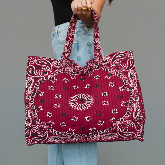 Burgundy Bandana Tote