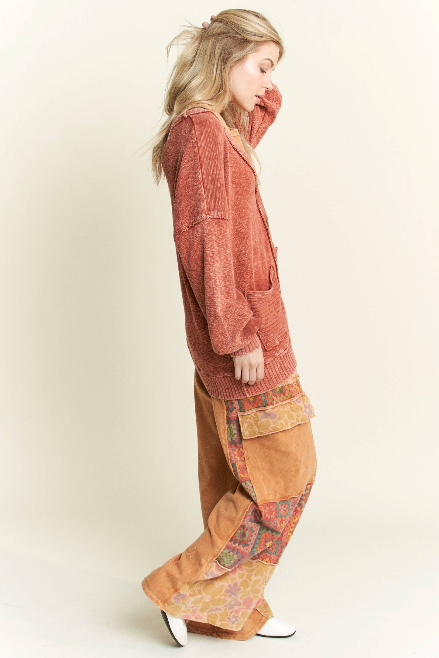 Crochet Print Washed Pants