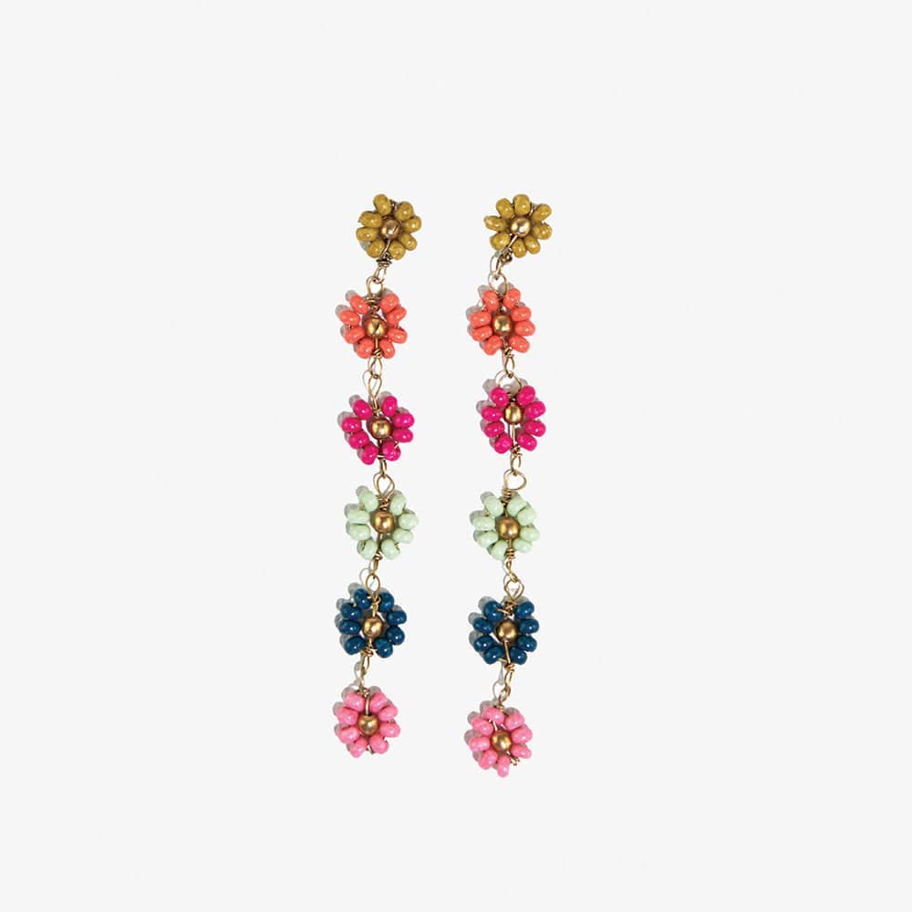 Flower Beaded Dangle Earrings