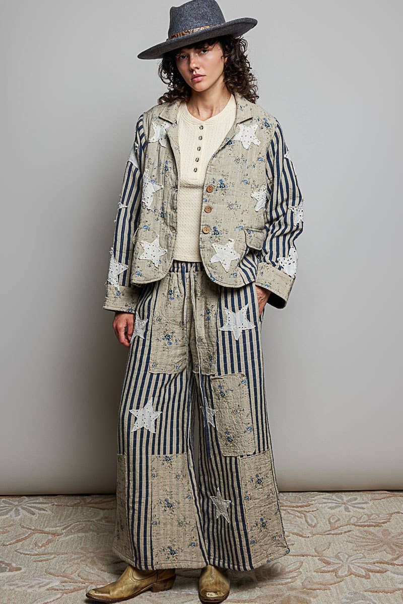 Pol: Striped Star Quilted Pants