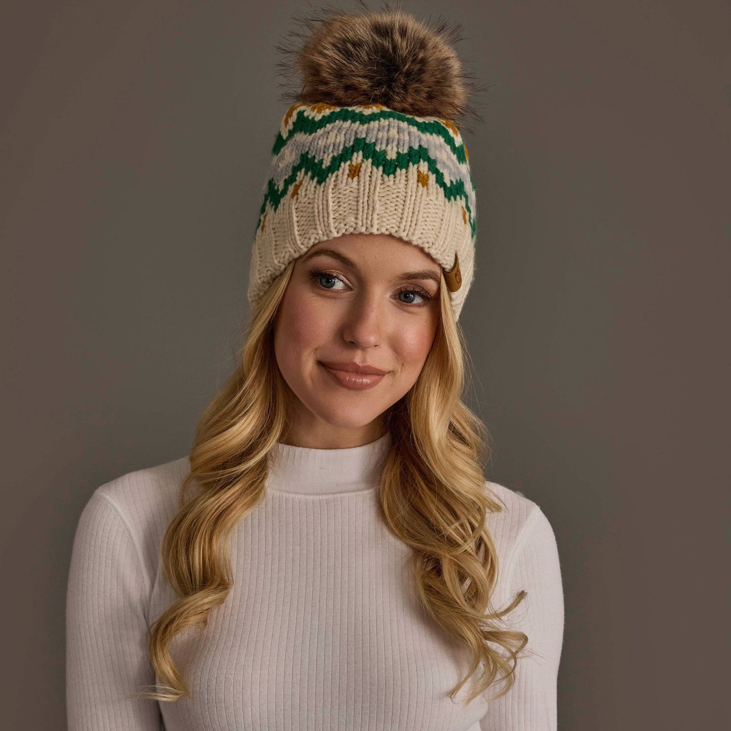 Cream, Gold, Green & Gray Hat
